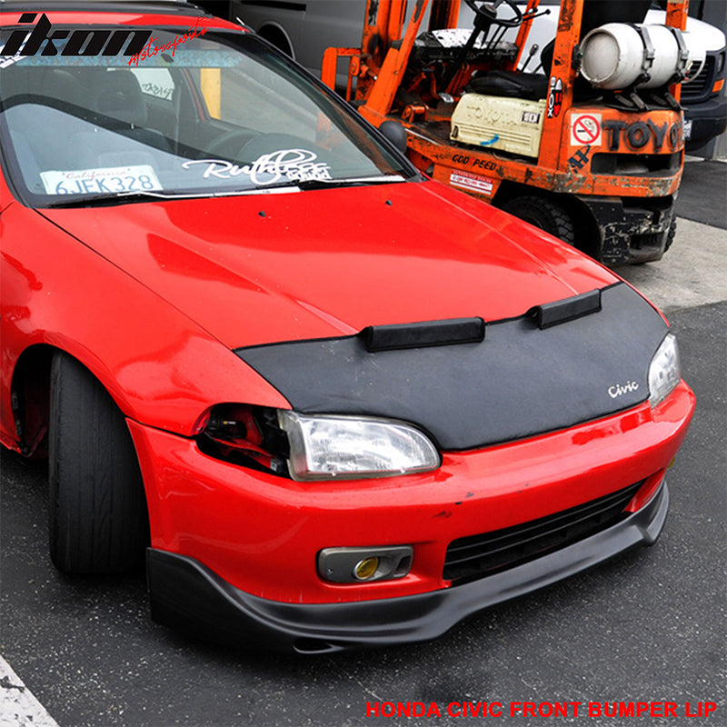 Fits 92-95 Honda Civic JDM JUN Style Front Bumper Lip Spoiler Unpainted PU