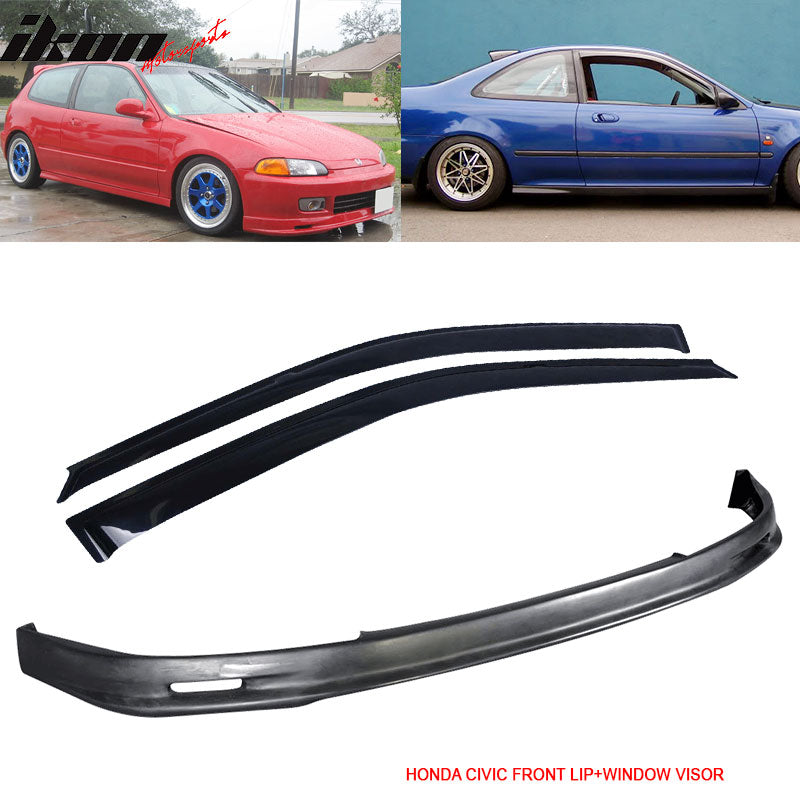 Fits Honda Civic 92-95 EG 2Dr/3Dr Front Bumper Lip + Window Visor