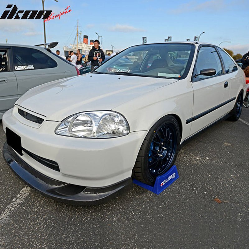 Front Bumper Lip Compatible With 1996-1998 Honda Civic, JDM Style Black PU Front Lip Finisher Under Chin Spoiler Add On by IKON MOTORSPORTS, 1997