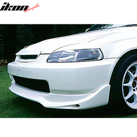 Front Bumper Lip Compatible With 1996-1998 HONDA CIVIC, un Style PU Black Front Lip Spoiler Splitter Air Dam Chin Diffuser Add On by IKON MOTORSPORTS, 1997