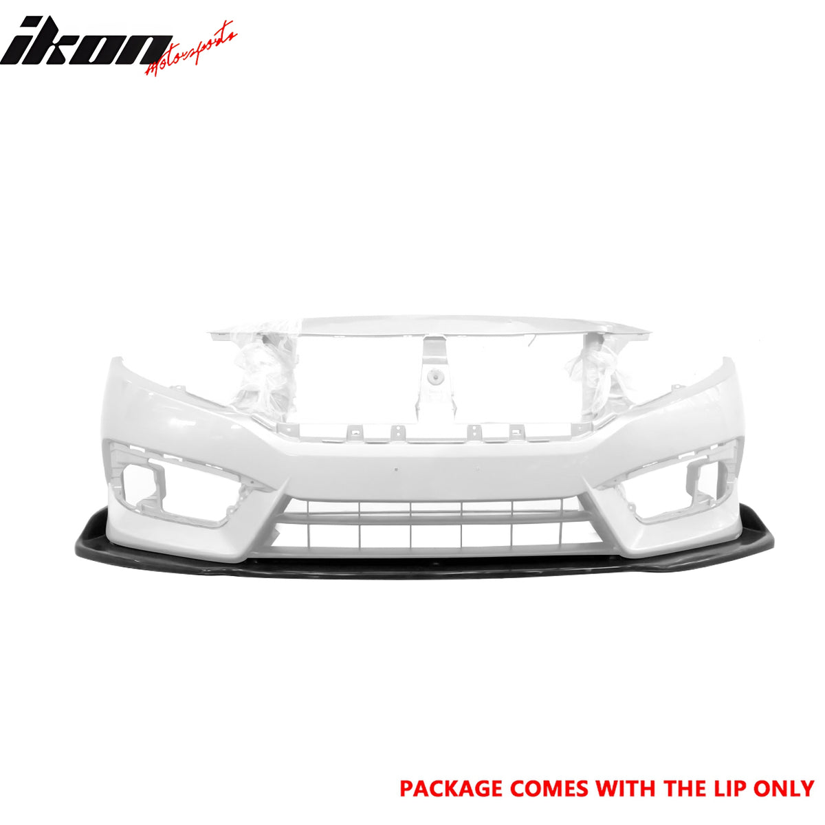 IKON MOTORSPORTS Front Bumper Lip, Compatible with 2016-2018 Honda Civic Coupe Sedan, CS Style Unpainted Black PU Polyurethane Air Dam Chin Spoiler Protector Splitter