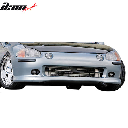 IKON MOTORSPORTS Front Bumper Lip, Compatible with 1993-1997 Honda Civic del Sol, TR Style Unpainted Black PU Polyurethane Air Dam Chin Spoiler Protector Splitter