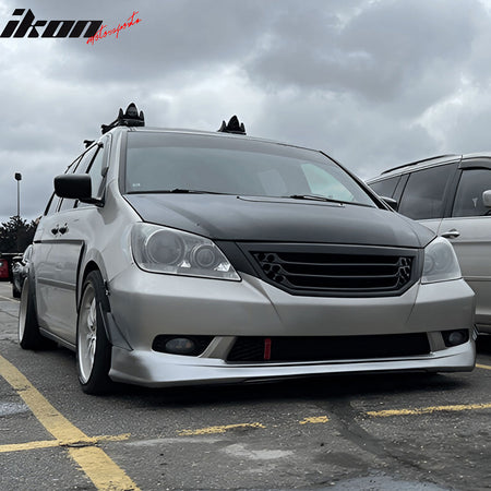 IKON MOTORSPORTS Front Bumper Lip, Compatible with 2005-2007 Honda Odyssey, Unpainted Black PU Polyurethane Air Dam Chin Spoiler Protector Splitter