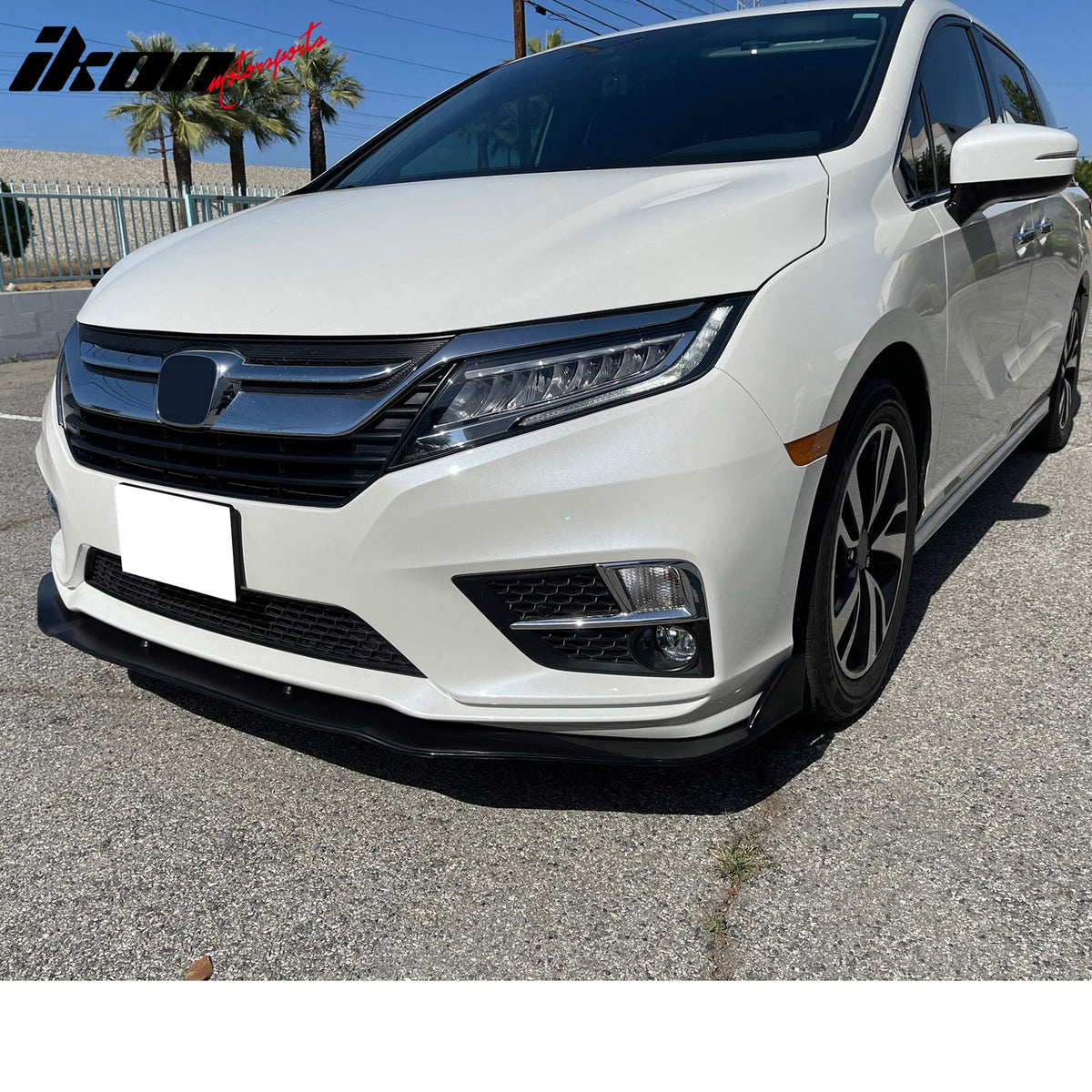 IKON MOTORSPORTS Front Bumper Lip, Compatible with 2018-2020 Honda Odyssey, SLT Style Unpainted Black PU Polyurethane Air Dam Chin Spoiler Protector Splitter