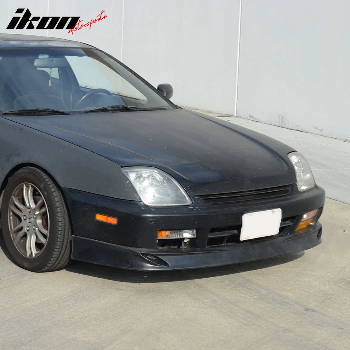 IKON MOTORSPRTS, Front Bumper Lip Compatible With 1997-2001 Honda Prelude, Unpainted Black Chin Spoiler Splitter PU Polyurethane Protector Add-On Valance Trim IKON Style Body Kit, 1998 1999 2000