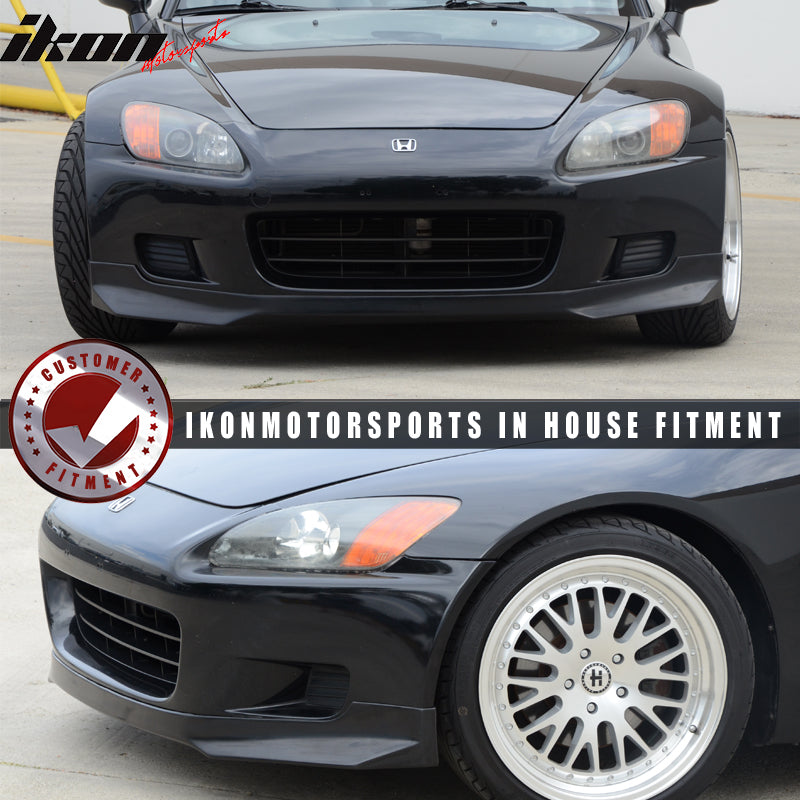 Front Bumper Lip Compatible With 2000-2003 Honda S2000, EVO Style PU Black Front Lip Spoiler Splitter by IKON MOTORSPORTS, 2001 2002