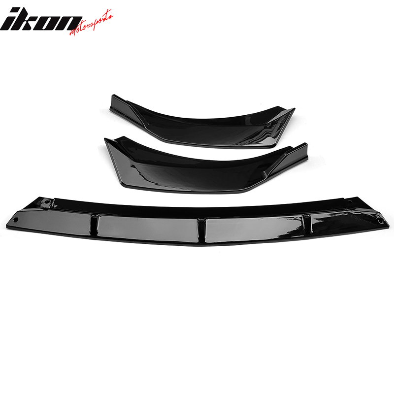 IKON MOTORSPORTS, Front Bumper Lip Compatible With 2021-2023 Hyundai Elantra 4-Door Sedan, PP Polypropylene 3PC Chin Spoiler Body Kit Splitter