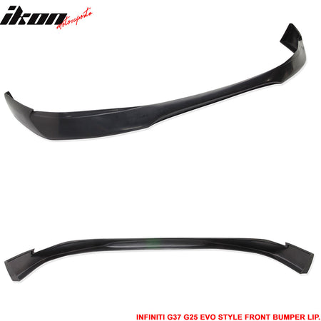 Front Bumper Lip Compatible With 2010-2013 Infiniti G37 Sedan, EVO PU Black Front Lip Spoiler Splitter by IKON MOTORSPORTS, 2011 2012