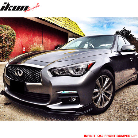 Fits 14-17 Infiniti Q50 Base Model T Style Front Bumper Lip Spoiler Unpainted PU