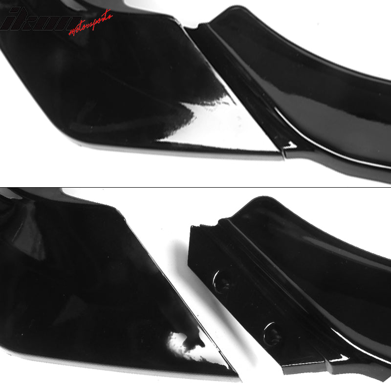 Fit 21-24 Kia K5 GT-Line Sedan PP 3PCS Front Bumper Lip Spoiler Gloss Black