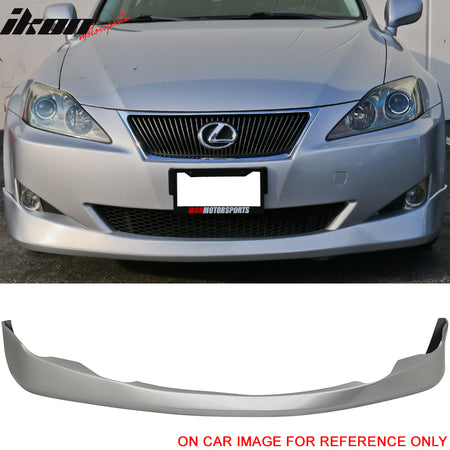 IKON MOTORSPORTS, Pre-Painted Front Bumper Lip Compatible With 2006-2008 Lexus IS250 IS350, VIP TYPE PU Front Lip Finisher Under Chin Spoiler Add On other color available, 2007