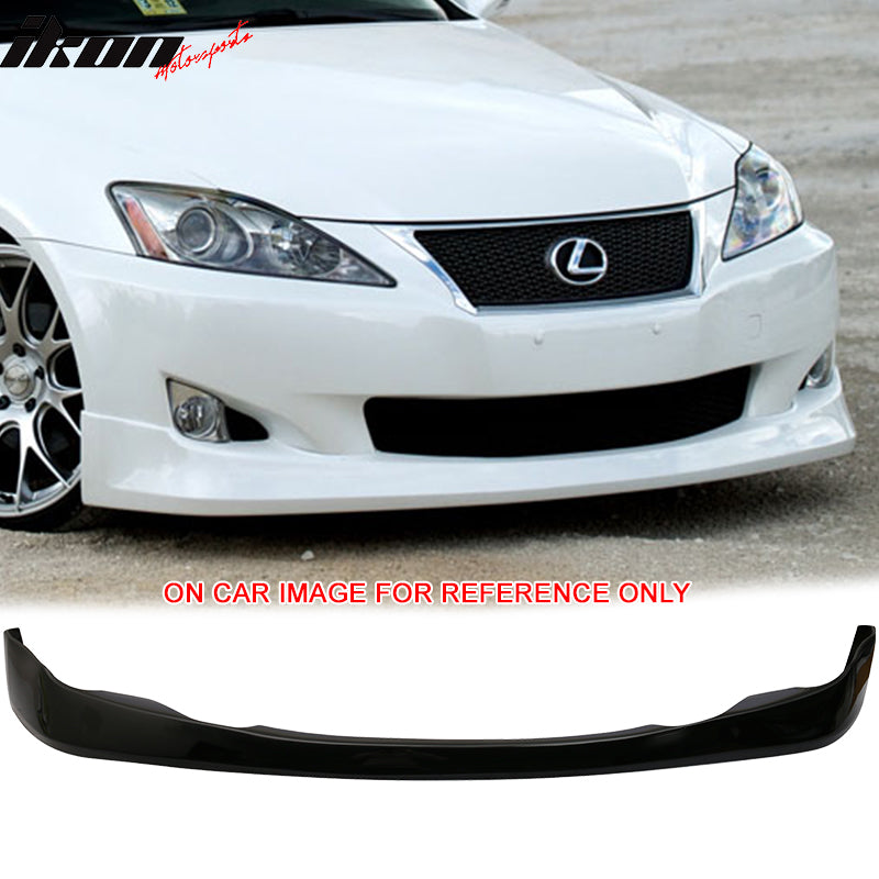 IKON MOTORSPORTS, Pre-Painted Front Bumper Lip Compatible With 2006-2008 Lexus IS250 IS350, VIP TYPE PU Front Lip Finisher Under Chin Spoiler Add On other color available, 2007