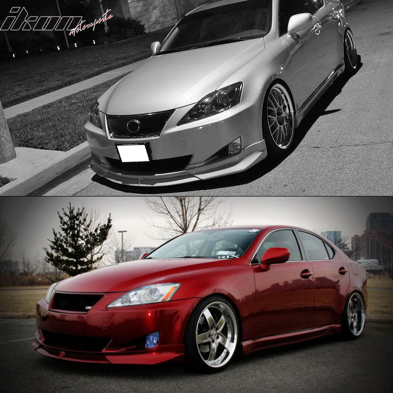 Front Bumper Lip Compatible With 2006-2008 LEXUS IS250 & IS350, Vip type PU Black Front Lip Spoiler Splitter by IKON MOTORSPORTS, 2007