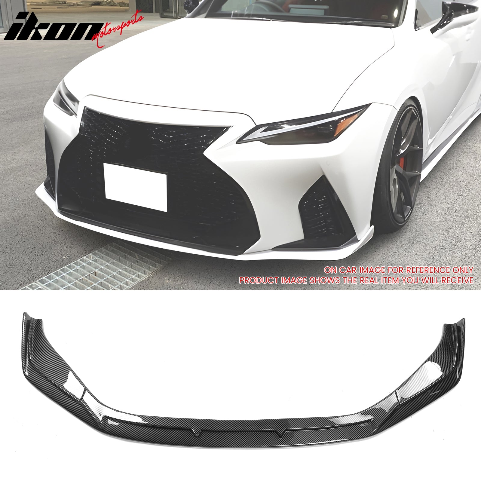 IKON MOTORSPORTS Front Bumper Lip, Compatible with 2021-2024 Lexus IS350 IS300 F Sport, IKON V2 Style ABS Plastic Air Dam Chin Spoiler Protector Splitter 1PC