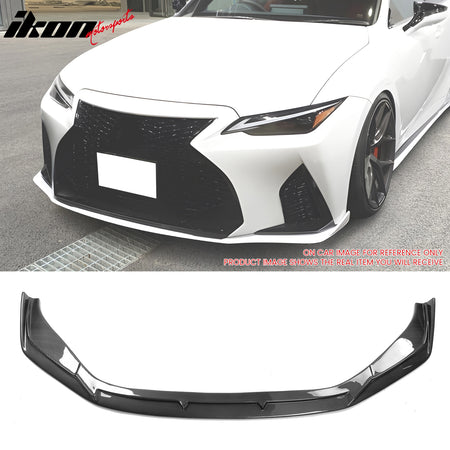 IKON MOTORSPORTS Front Bumper Lip, Compatible with 2021-2024 Lexus IS350 IS300 F Sport, IKON V2 Style ABS Plastic Air Dam Chin Spoiler Protector Splitter 1PC