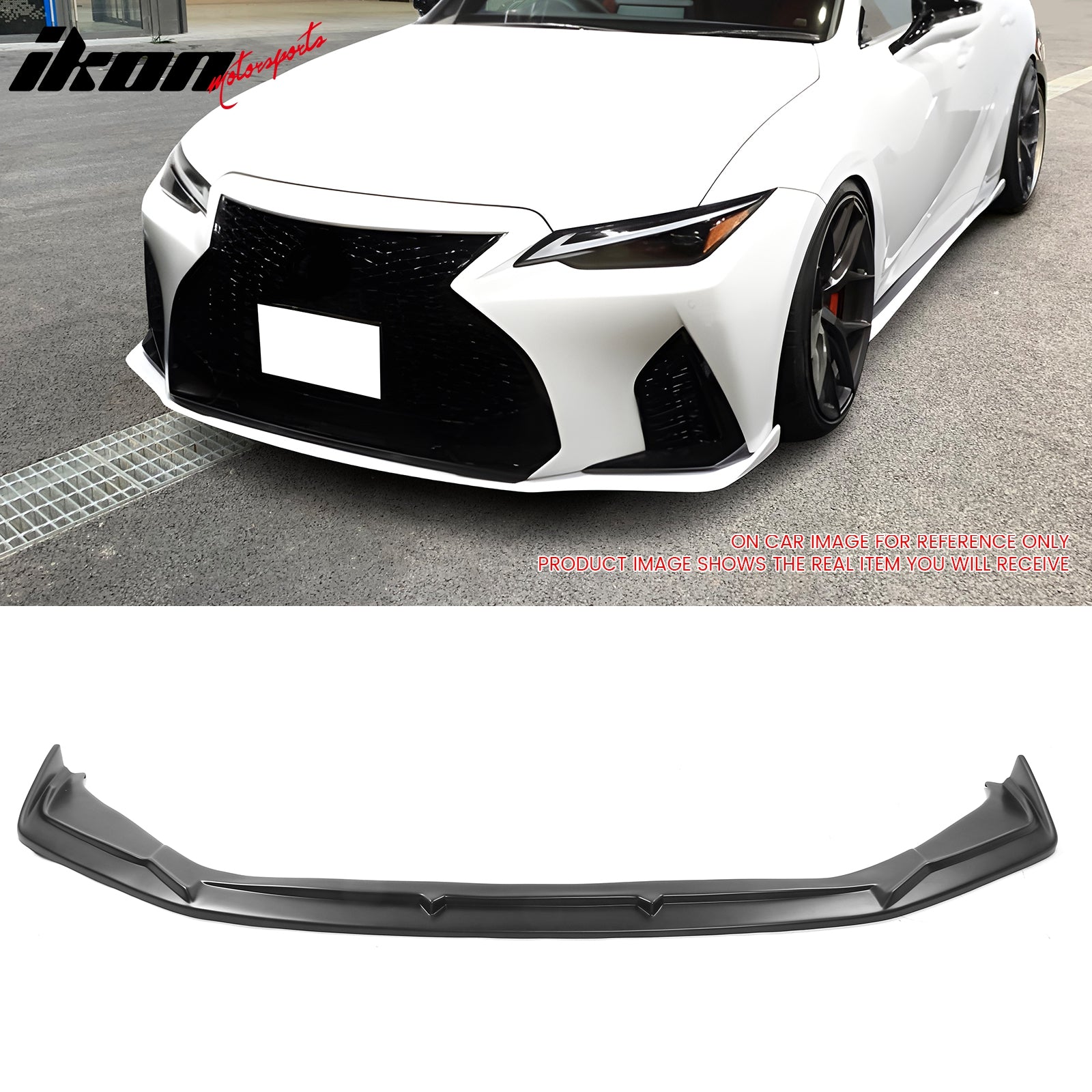 IKON MOTORSPORTS Front Bumper Lip, Compatible with 2021-2024 Lexus IS350 IS300 F Sport, IKON V2 Style ABS Plastic Air Dam Chin Spoiler Protector Splitter 1PC