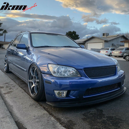 IKON MOTORSPORTS Front Bumper Lip, Compatible with 2001-2005 Lexus IS300, MDA Style Unpainted Black PU Polyurethane Air Dam Chin Spoiler Protector Splitter