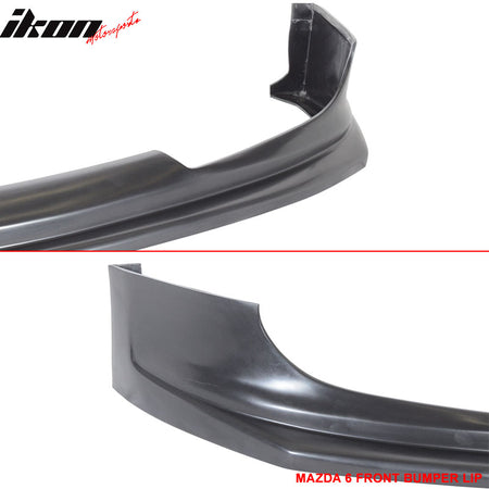 Fits 03-05 Mazda 6 JDM Sport Style Unpainted Black Front Bumper Lip Spoiler PU