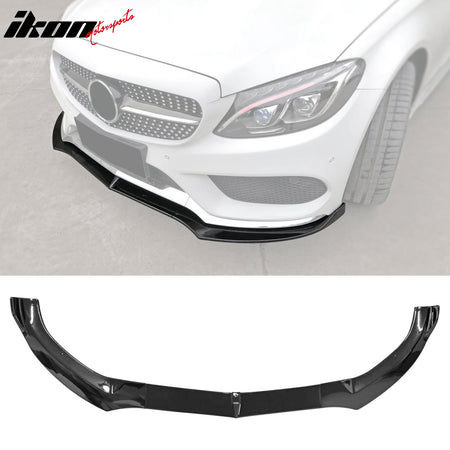 IKON MOTORSPORTS Front Bumper Lip, Compatible with 2015-2018 Mercedes-Benz W205 C-Class, DP Style PP Polypropylene Air Dam Chin Spoiler Protector Splitter 3PCS