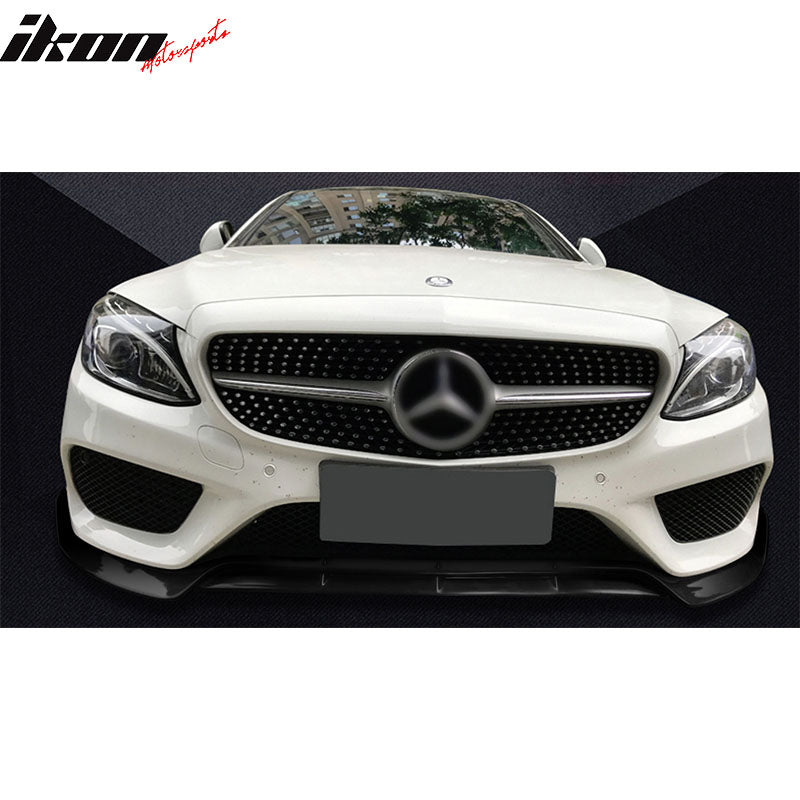 Fits 15-18 Benz W205 C-Class Sport B Style Front Bumper Lip Spoiler Unpainted PP