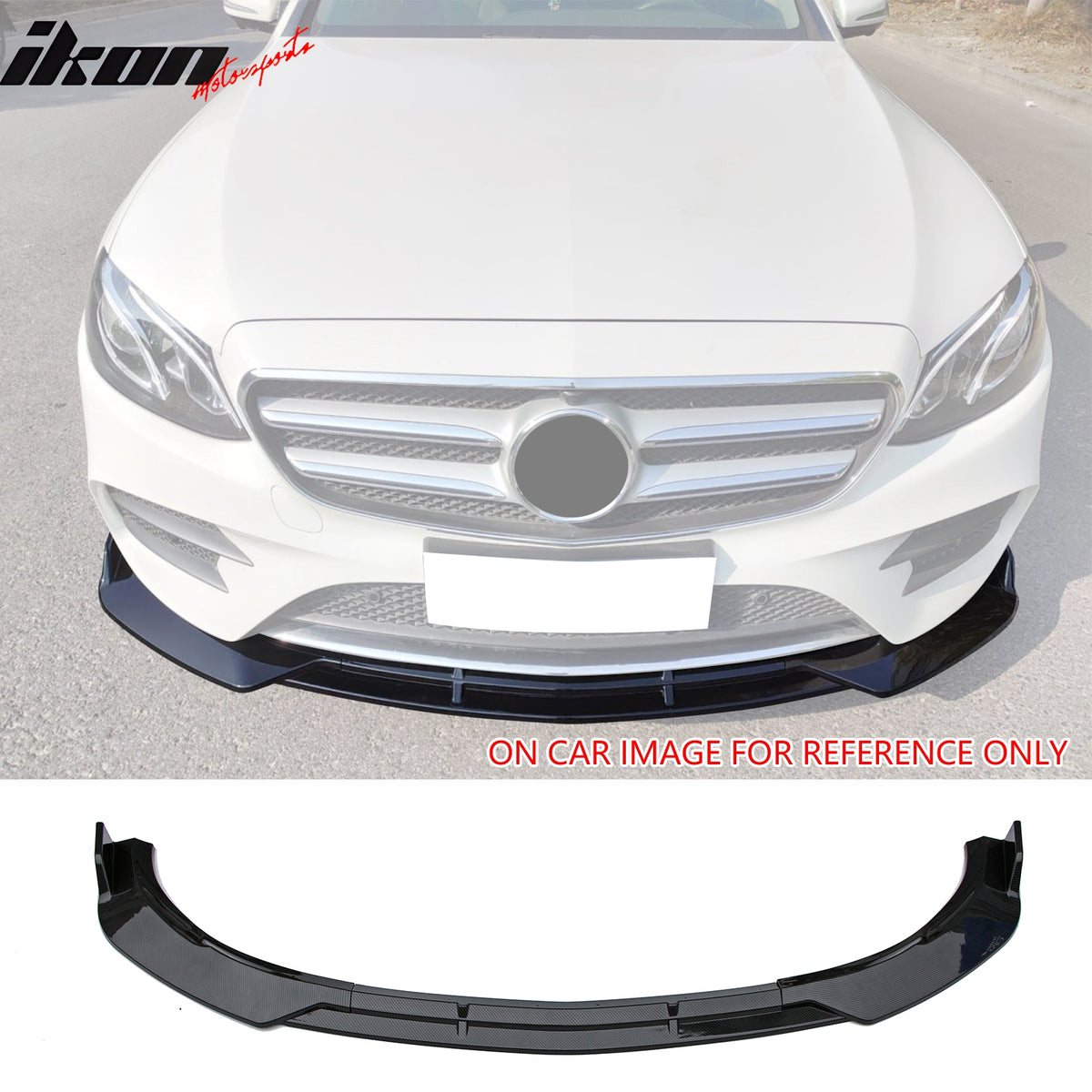 IKON MOTORSPORTS Front Bumper Lip, Compatible with 2017-2020 Mercedes-Benz W213 E-Class, B Style PP Polypropylene Air Dam Chin Spoiler Protector Splitter 3PCS