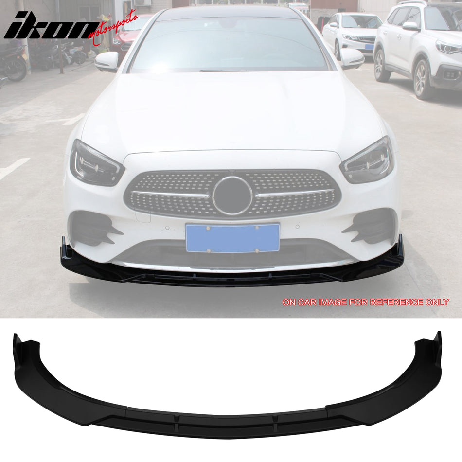 IKON MOTORSPORTS Front Bumper Lip, Compatible with 2021-2023 Mercedes-Benz W213 E-Class, B Style PP Polypropylene Air Dam Chin Spoiler Protector Splitter 3PCS