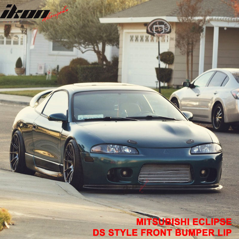 Front Bumper Lip Compatible With 1997-1999 MITSUBISHI ECLIPSE, DS Style PU Black Front Lip Spoiler Splitter by IKON MOTORSPORTS, 1998