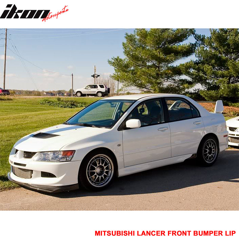 Front Bumper Lip Compatible With 2003-2005 MITSUBISHI LANCER EVOLUTION 8, Type Sport Style poly-urethane Guard Protection Finisher Under Chin Spoiler by IKON MOTORSPORTS, 2004