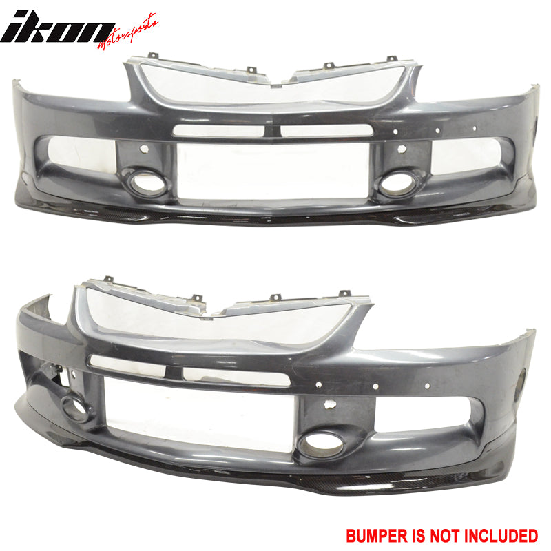 IKON MOTORSPORTS, Front Bumper Lip Compatible With 2006-2007 Mitsubishi Lancer Evolution , Matte Carbon Fiber  Front Lip Spoiler Wing Chin Splitter