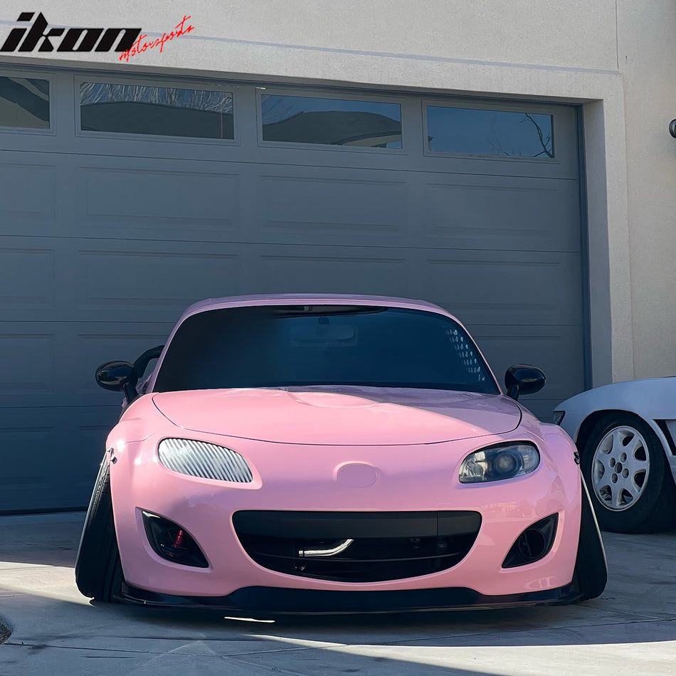 IKON MOTORSPORTS Front Bumper Lip, Compatible with 2009-2012 Mazda MX-5 Miata, MDA Style Unpainted Black PU Polyurethane Air Dam Chin Spoiler Protector Splitter