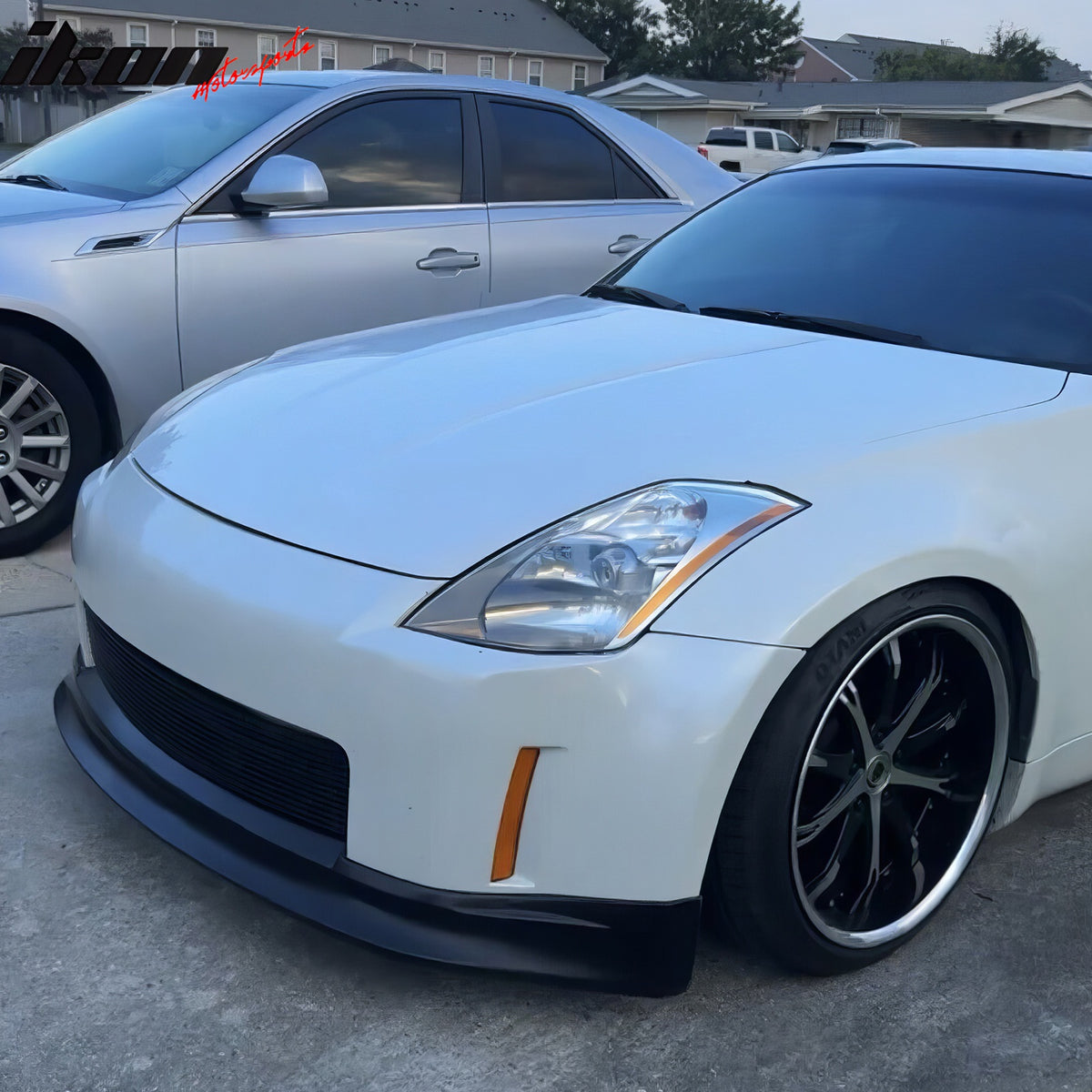 Front Bumper Lip Compatible With 2003-2005 Nissan Fairlady Z33 350Z, V Style Black PU Front Lip Finisher Under Chin Spoiler Add On by IKON MOTORSPORTS, 2004