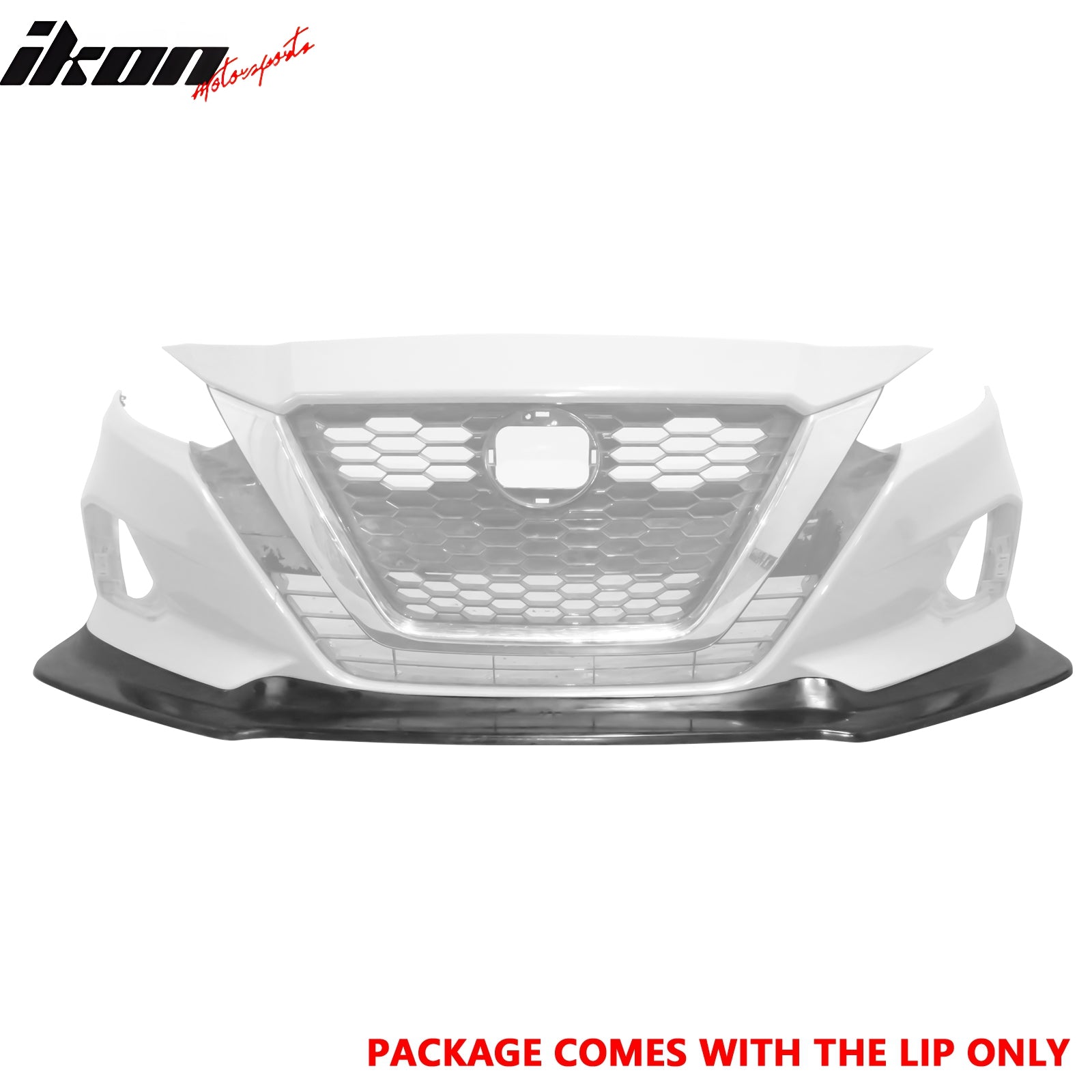 IKON MOTORSPORTS Front Bumper Lip, Compatible with 2019-2022 Nissan Altima, IK V4 Style Unpainted Black PU Air Dam Chin Spoiler Protector Splitter 1PC, 2020 2021