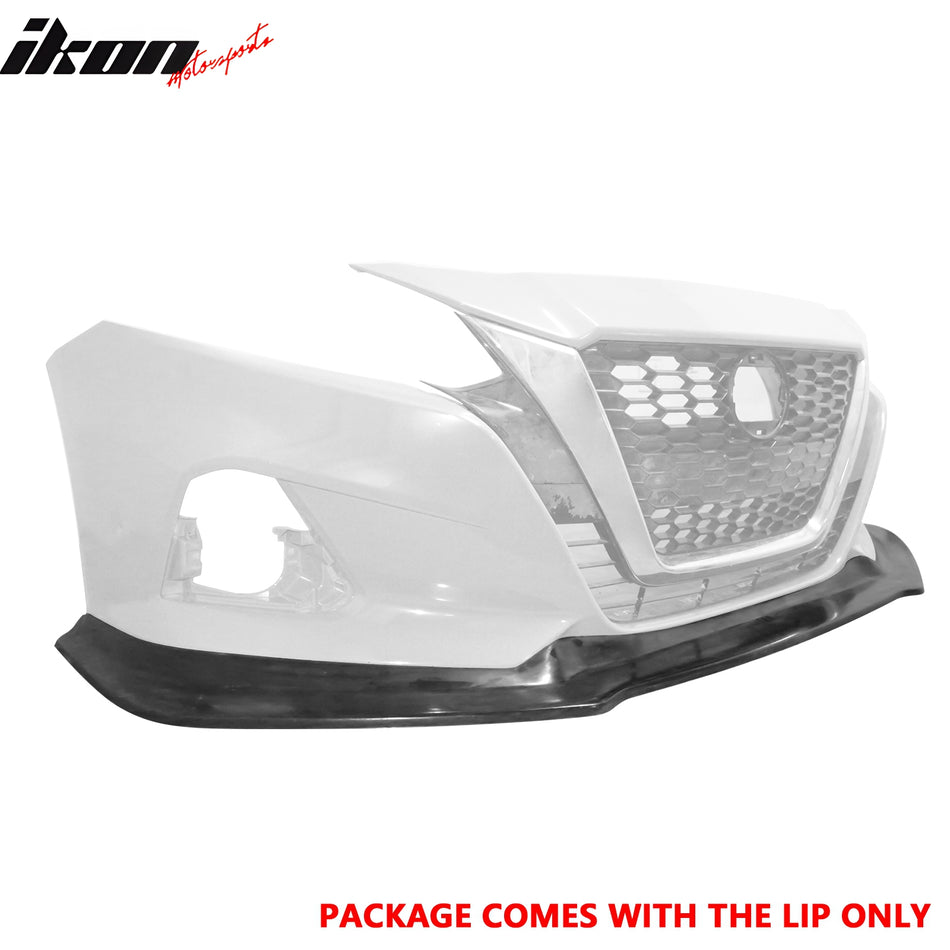 IKON MOTORSPORTS Front Bumper Lip, Compatible with 2019-2022 Nissan Altima, IK V4 Style Unpainted Black PU Air Dam Chin Spoiler Protector Splitter 1PC, 2020 2021