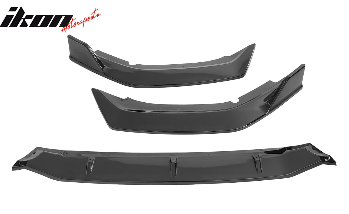 IKON MOTORSPORTS Front Bumper Lip, Compatible with 2020-2023 Nissan Sentra Sedan 4-Door, IKON Style PP Polypropylene Air Dam Chin Spoiler Protector Splitter 3PCS