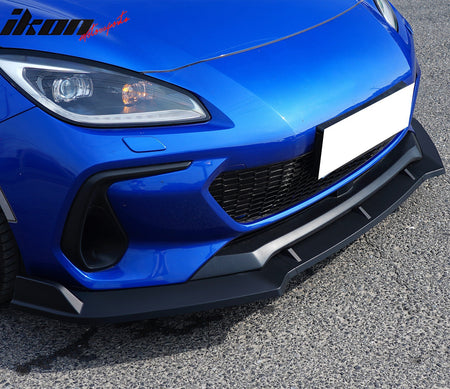 IKON MOTORSPORTS Front Bumper Lip, Compatible with 2022-2024 Subaru BRZ ZD8, JDM 2 Style Matte Black PP Polypropylene Air Dam Chin Spoiler Protector Splitter 3PCS