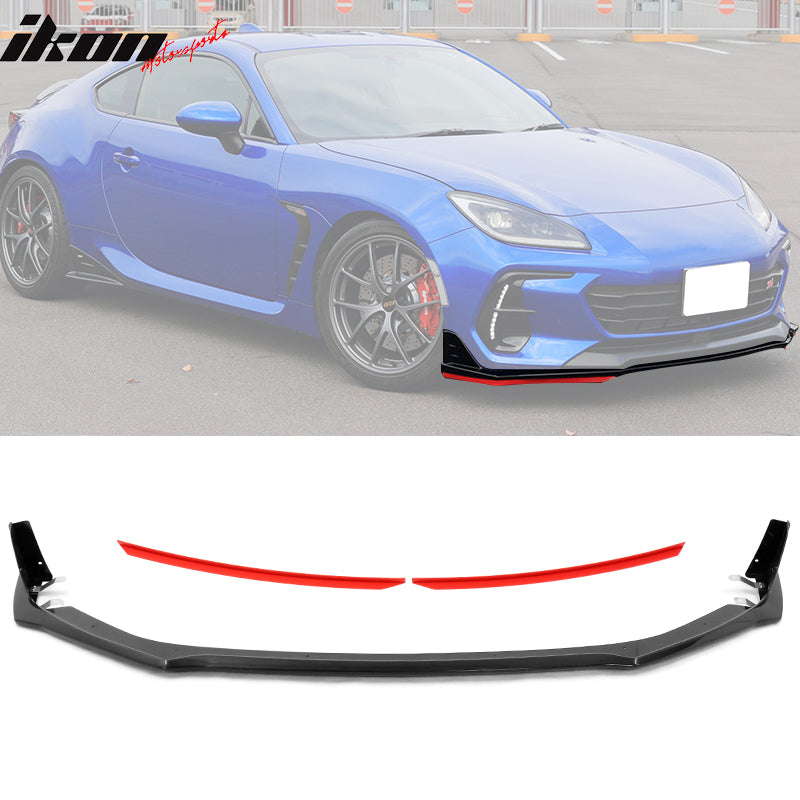 2022-2024 Subaru BRZ STI Style Black Front Lip Red EPDM Lip Cover ABS