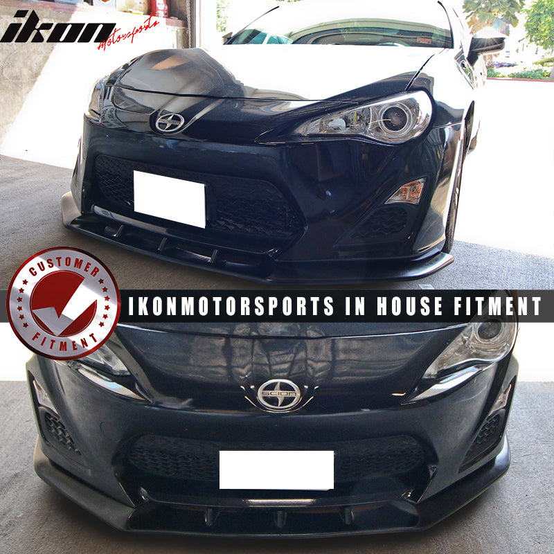 Front Bumper Lip Compatible With 2013-2016 Scion FRS, Ikon V3 Style Black PU Spoiler Bodykit Splitter Diffuser Air Dam Chin by IKON MOTORSPORTS, 2014 2015