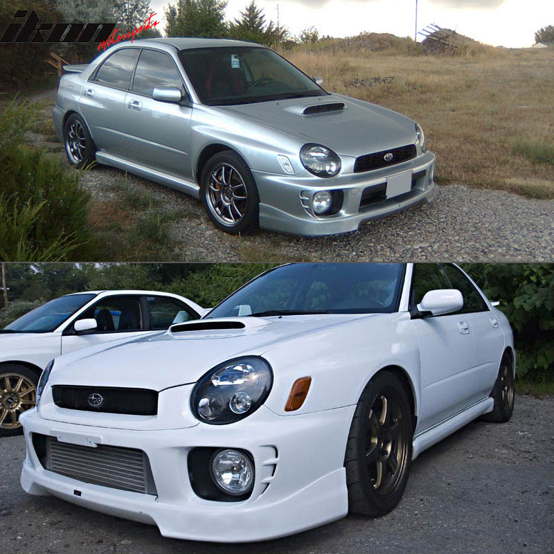 Front Bumper Lip Compatible With 2002-2003 Subaru Impreza, V3 Style Unpainted Black PU Splitter Spoiler Valance Chin Diffuser Body Kit by IKON MOTORSPORTS