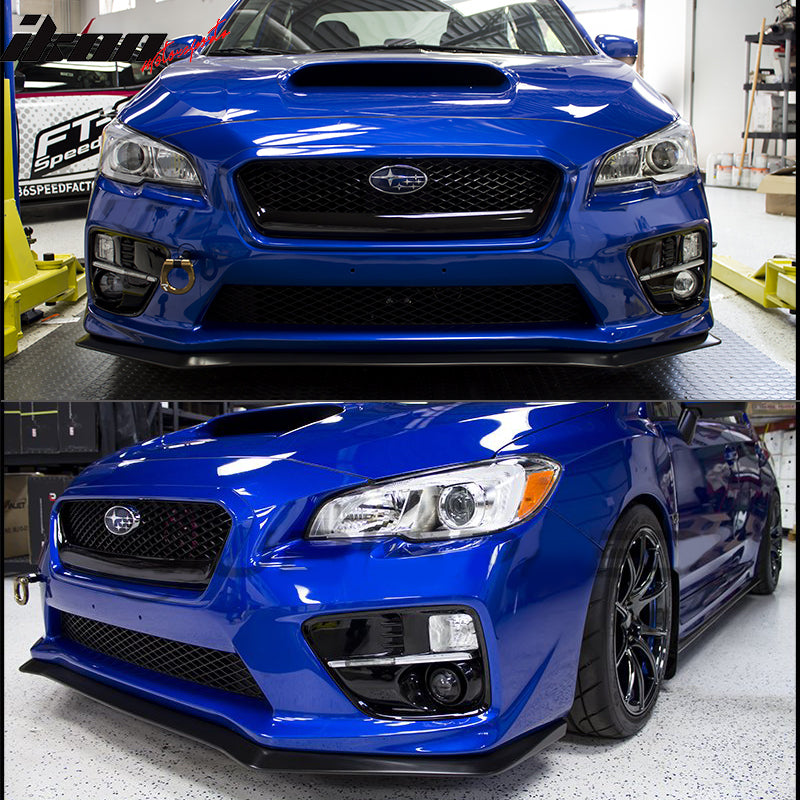 Front Bumper Lip Compatible With 2015-2017 Subaru WRX STI, HD Style Black PU Front Lip Finisher Under Chin Spoiler Add On by IKON MOTORSPORTS 2016