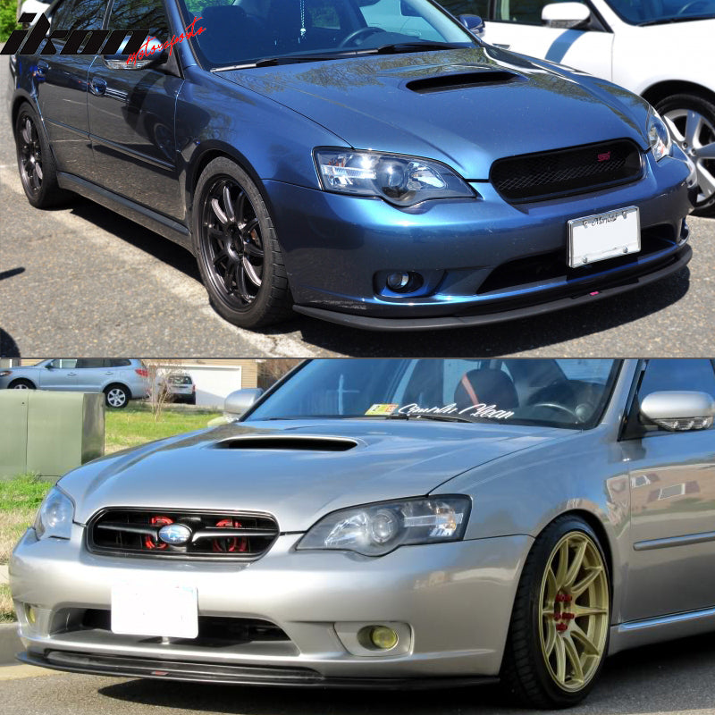 Front Bumper Lip Compatible With 2005-2007 Subaru Legacy, STI Style Black PU Front Lip Finisher Under Chin Spoiler Add On by IKON MOTORSPORTS, 2006