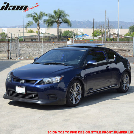 Front Bumper Lip Compatible With 2011-2013 Scion tC, 5 Design Style Black PU Front Lip Finisher Under Chin Spoiler Add On by IKON MOTORSPORTS, 2012