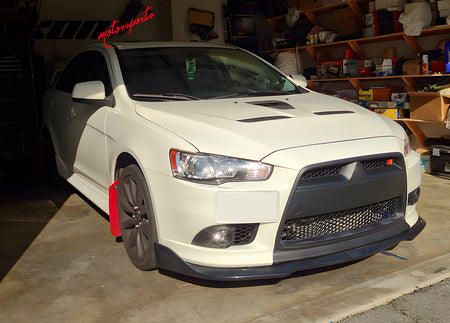 IKON MOTORSPORTS Front Bumper Lip, Compatible with 2009-2014 Mitsubishi Lancer Ralliart, CS Style Unpainted Black PU Air Dam Chin Spoiler Protector Splitter