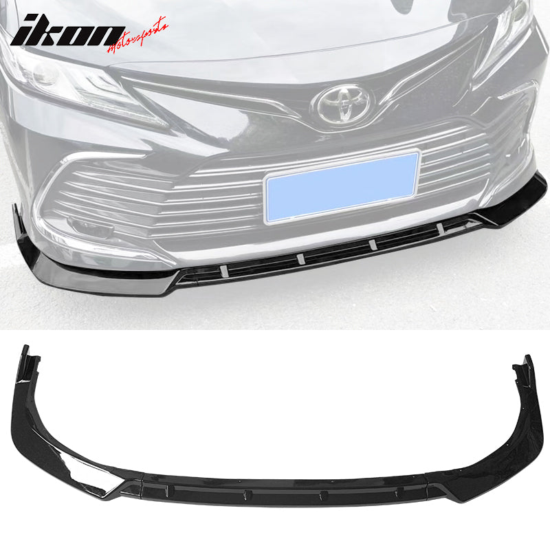 IKON MOTORSPORTS, 3PCS Front Bumper Lip Compatible With 2021-2023 Toyota Camry LE, Front Bumper Lip Spoiler Splitter Kit IKON Style PP