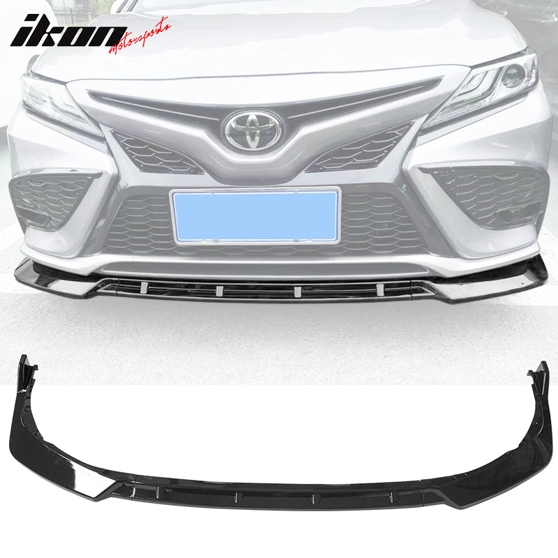 IKON MOTORSPORTS, 3PCS Front Bumper Lip Compatible With 2021-2023 Toyota Camry SE, Front Bumper Lip Spoiler Splitter Kit IKON Style PP