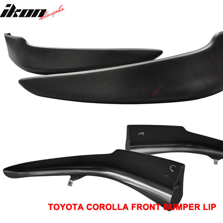 IKON MOTORSPORTS, Front Bumper Lip Splitters Compatible With 2009-2010 Toyota Corolla, Factory Style PP Polypropylene Painted Front Lip Side Corner Protector Pair