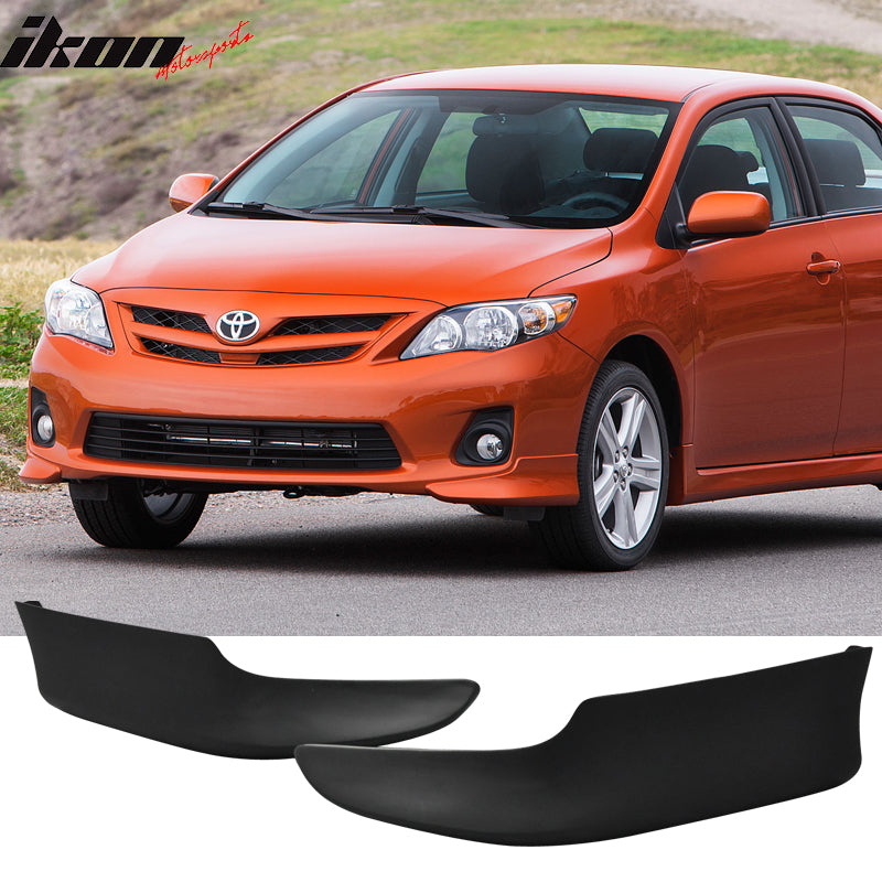 IKON MOTORSPORTS, Front Bumper Lip Splitters Compatible With 2011-2013 Toyota Corolla, 2PCS Air Dam Chin Splitter Deflector