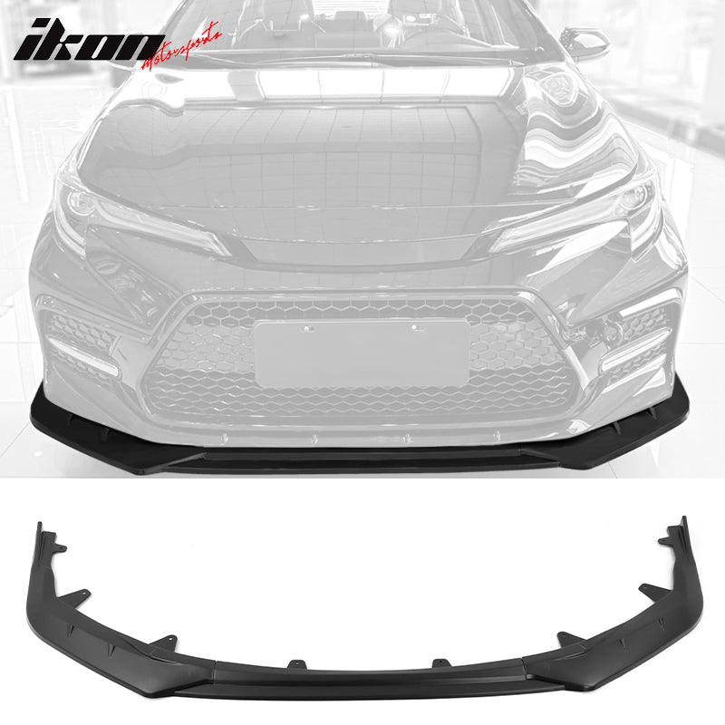 IKON MOTORSPORTS, Front Bumper Lip Compatible With 2020-2022 Toyota Corolla SE XSE 4-Door Sedan, 3PC PP IKON Style Front Lip Lower Chin Spoiler Splitter