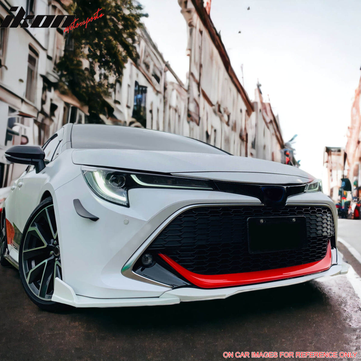 IKON MOTORSPORTS Front Bumper Lip, Compatible with 2019-2021 Toyota Corolla Auris 3rd E210 5-Door Hatchback, Gloss Black Air Dam Chin Spoiler Protector Splitter