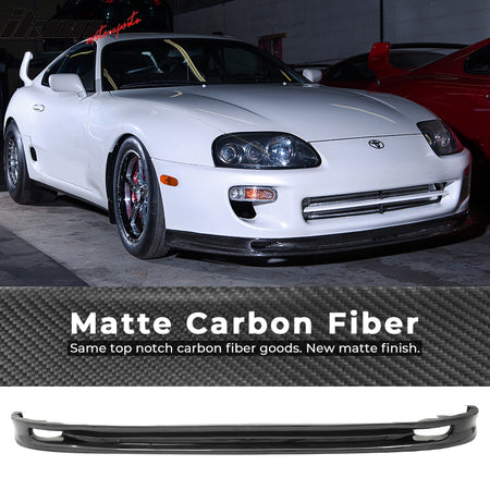 IKON MOTORSPORTS, Front Bumper Lip Compatible With 1993-1998 Toyota Supra, Matte Carbon Fiber Whifbitz Style Front Lip Spoiler Wing Chin Splitter, 1994 1995 1996 1997