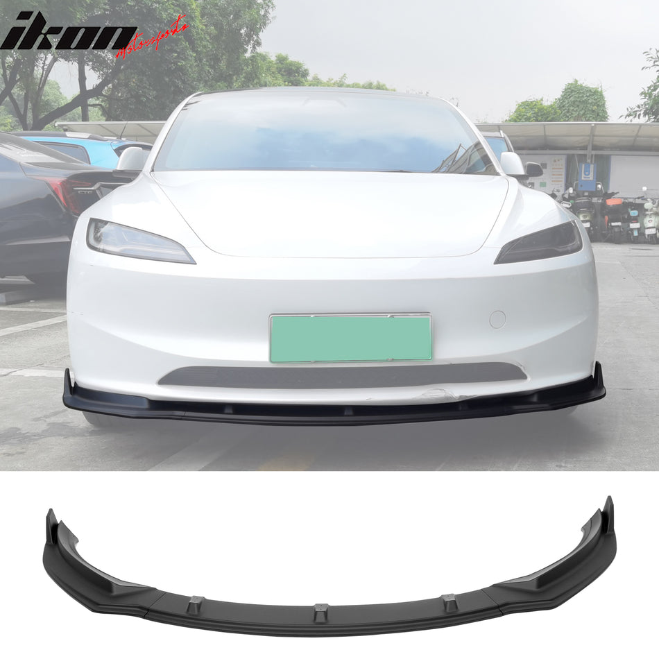 2024-2025 Tesla Model 3 IKON Style 3PC Front Bumper Lip Matte Black PP